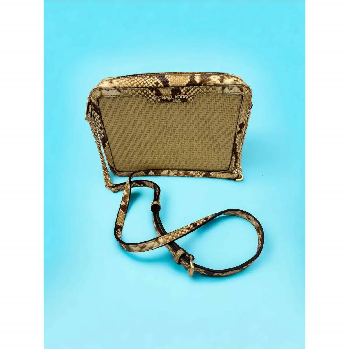 Michael Kors “mk” Straw Python Capsule - JS LG EW Cross Body Xbody