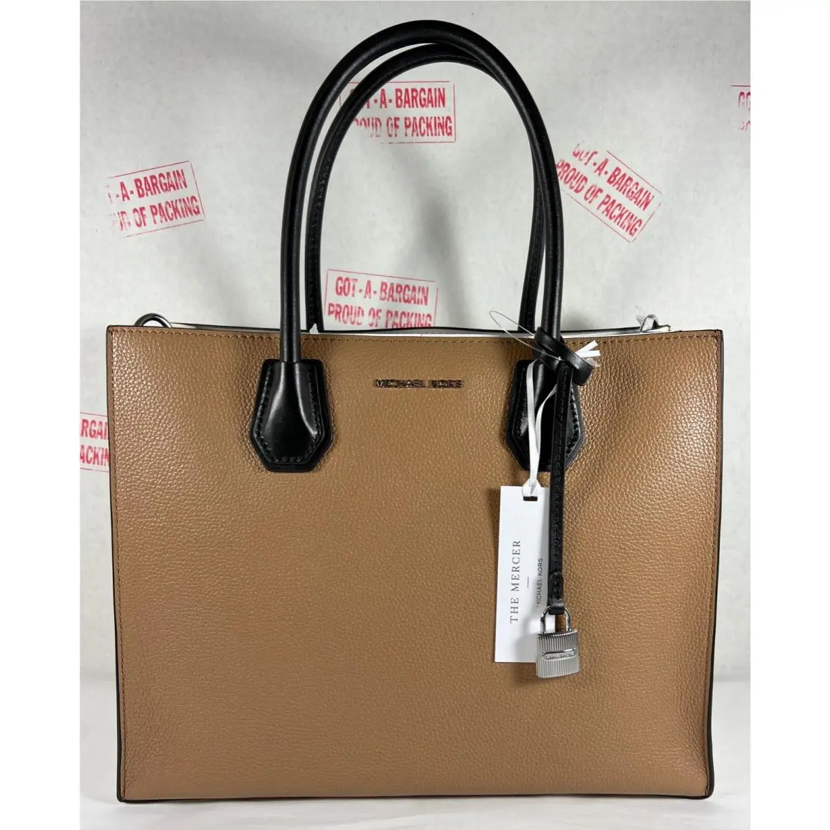 Michael Kors Mercer Studio Convertible Black Multi Leather Large Satchel Tote