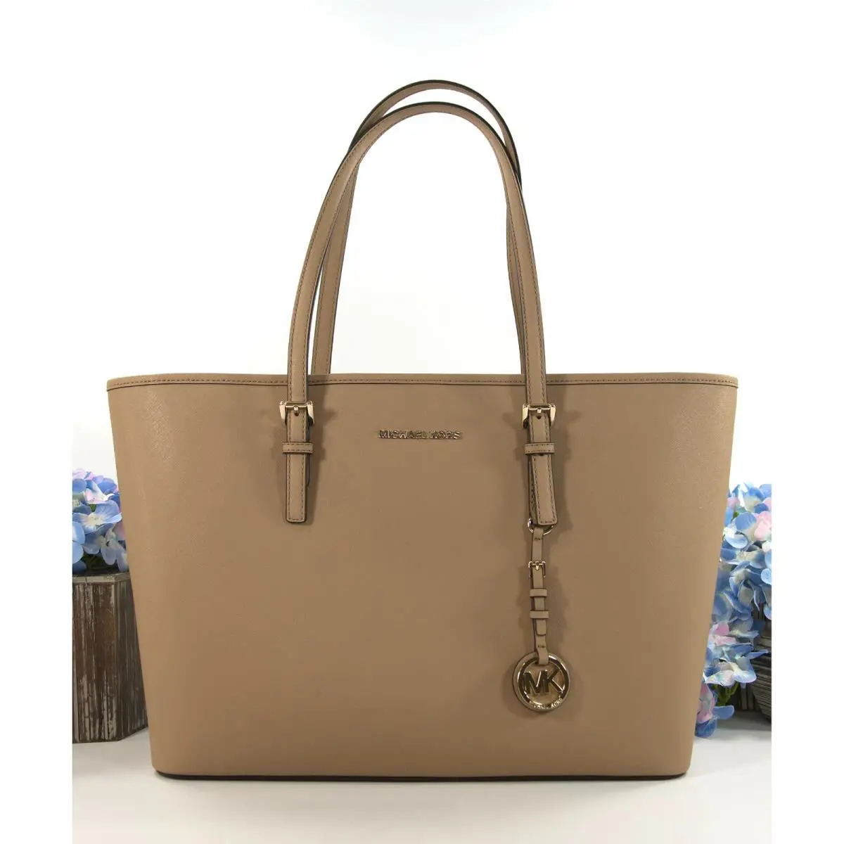 Michael Kors Camel Saffiano Leather Medium Multifunction Travel Tote Bag