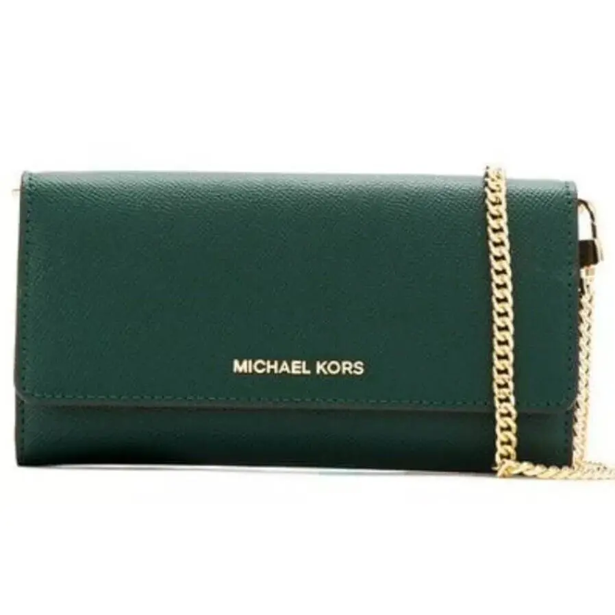 Michael Kors Messenger Crossbody Bag Crossgrain Leather Green Multi Cha - Exterior: racing green multi