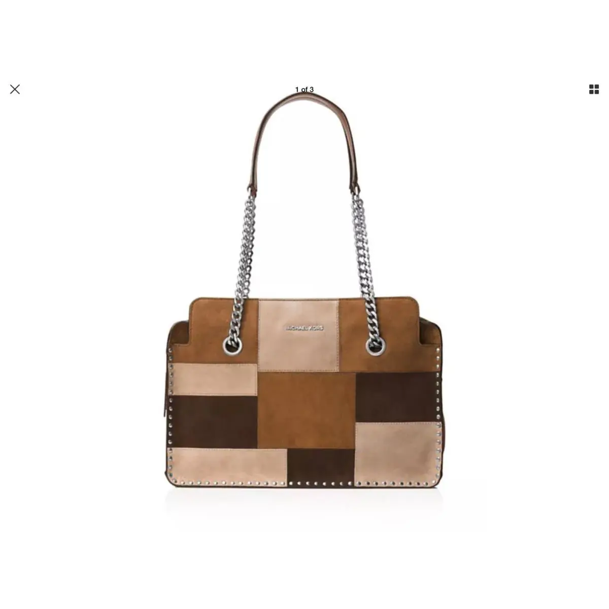 Michael Kors Astor Large Satchel Shoulder Leather Bag Dark Caramel - Exterior: Carmel