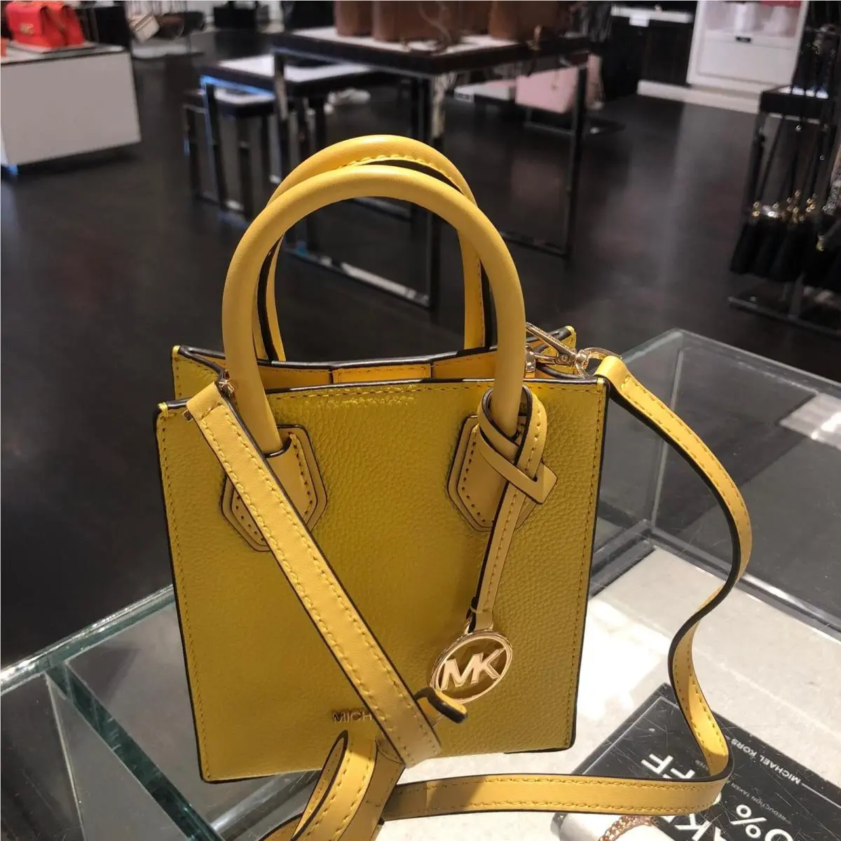 Michael Kors Mercer XS Extra Small Phone Crossbody Bag Leather - Daffodil