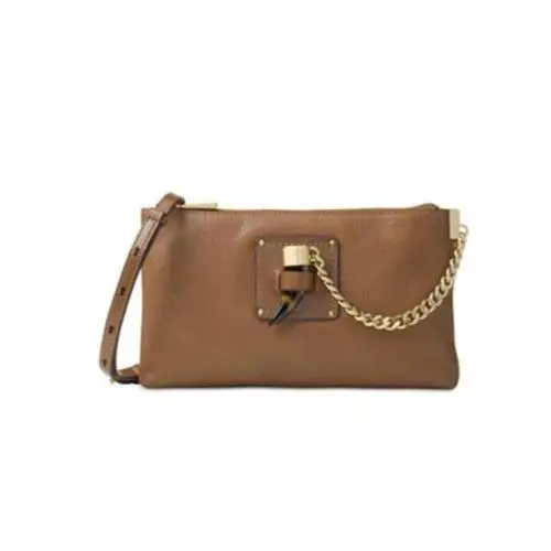 James Large Leather Zip Clutch 32F6AJYW3L Caramel by Michael Kors