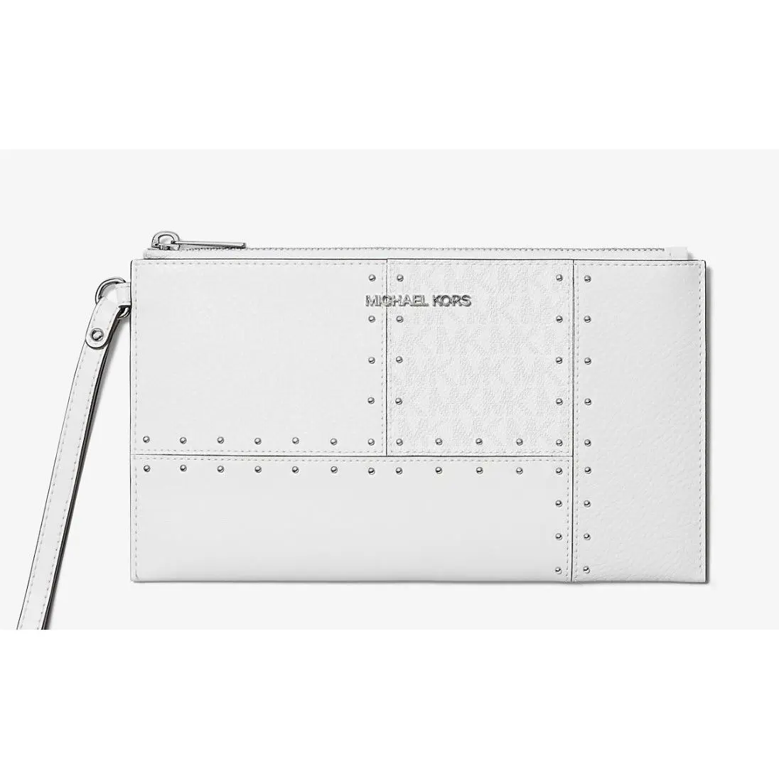 Michael Kors Jetset Travel Large Studded Patchwork Signature Logo Wristlet