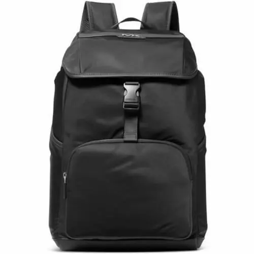 Michael Kors Mens Malone Leather Trim Sport Flap Backpack EK27 - Black