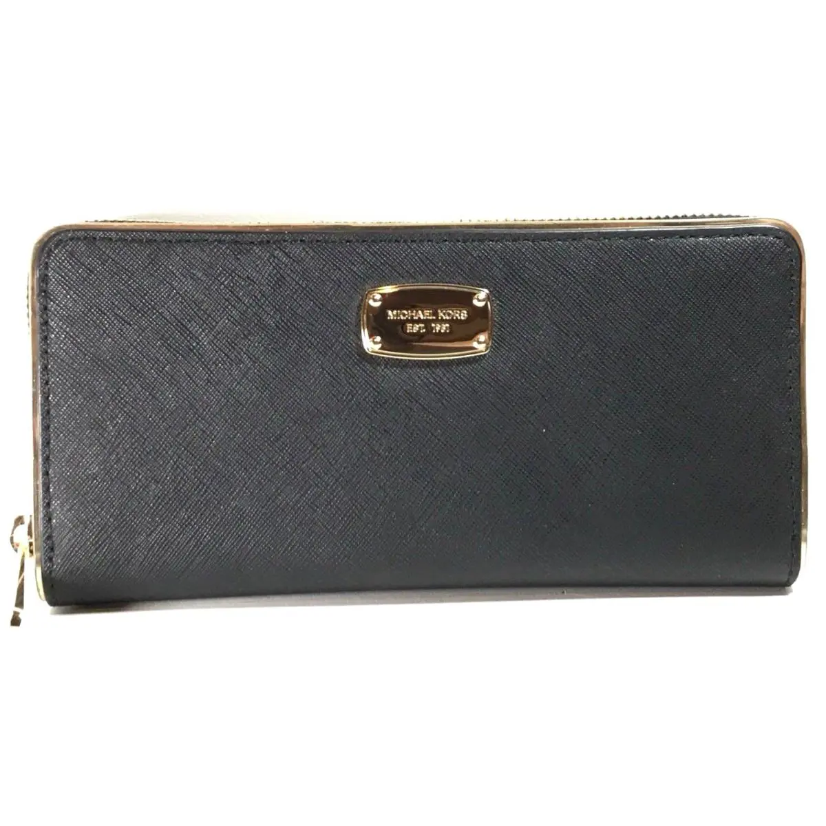 Michael Kors Saffiano Frame ZA Continental Wallet Gold/black