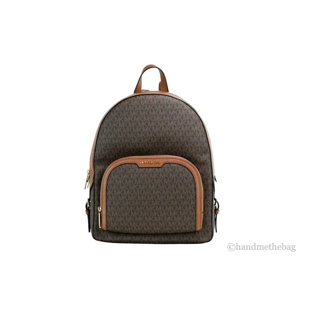 Michael Kors Jaycee Large Brown Shoulder Backpack Bookbag - Handle/Strap: Brown, Hardware: Gold, Exterior: Brown
