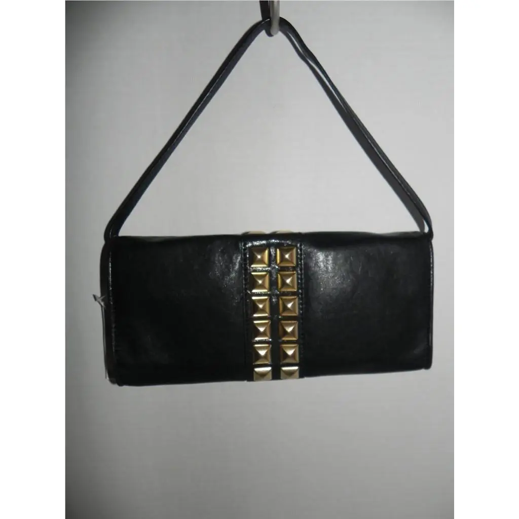 Michael Kors Calista Black Gold-tone Stud Clutch Purse Handbag