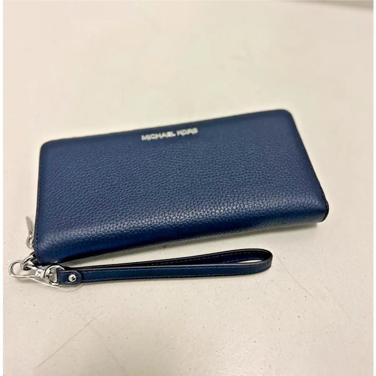 Michael Kors Large Continental Leather Long Zip Around Wristlet Wallet - Navy
