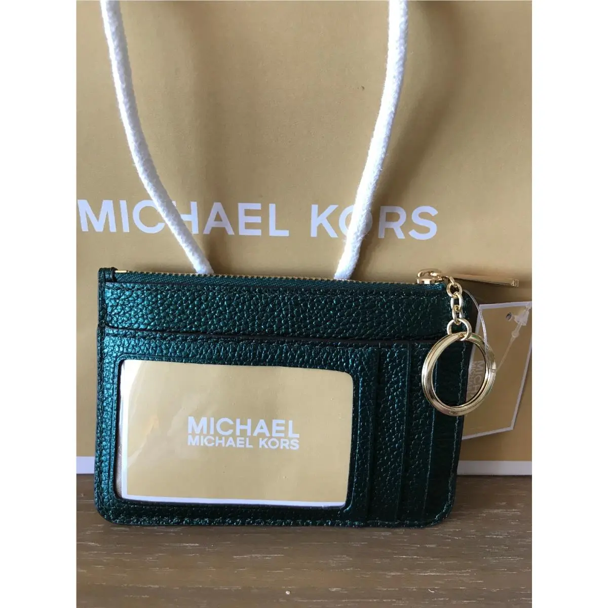 Michael Kors Deep Teal Embossed Leather Adele Coinpouch/id/keyring