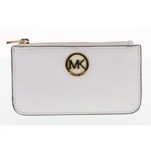 Michael Kors Fulton Optic White Travel Key Pouch with Gold Hardware