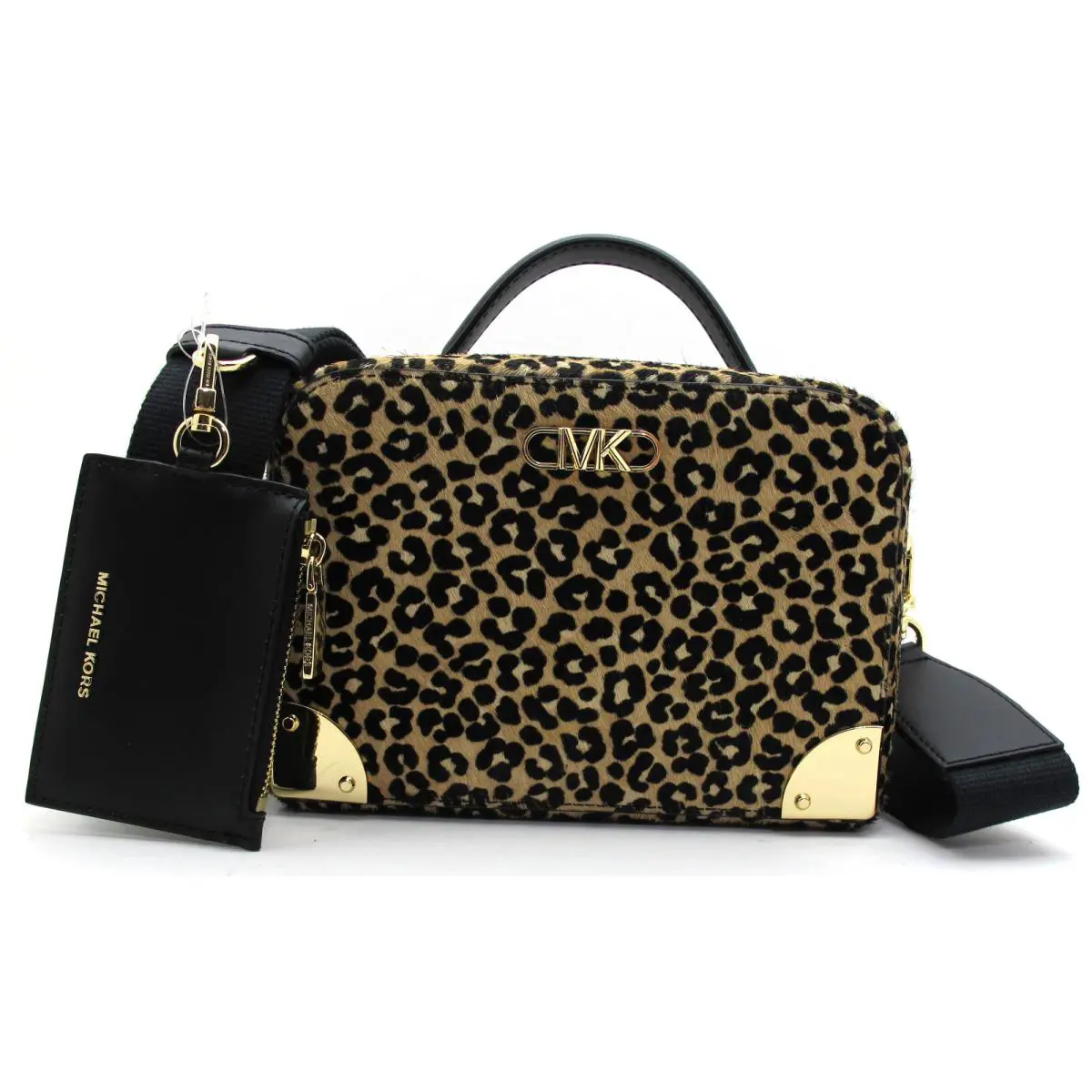 Estelle Small Trunk Crossbody Shoulder Haircalf Black/khakigold by Michael Kors