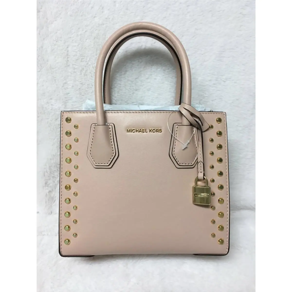 Michael Kors Studio Mercer Medium Stud Grommet Crossbody Bag Color- Ballet