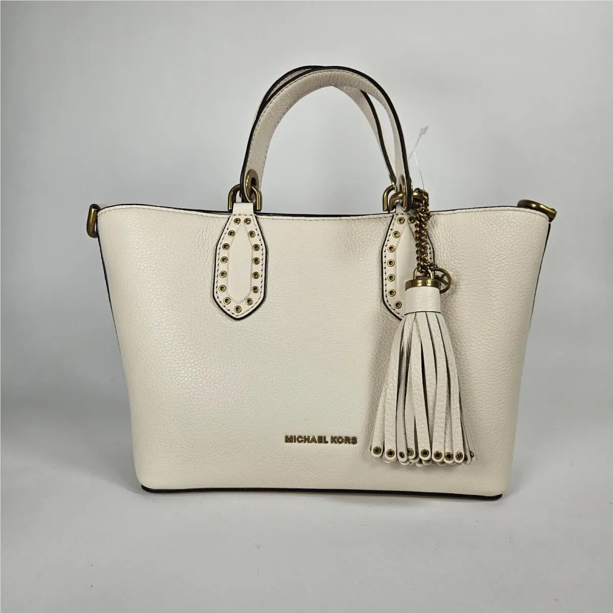 Michael Kors Brooklyn Small Pebbled Leather Satchel 30F9ABNT1L Cream