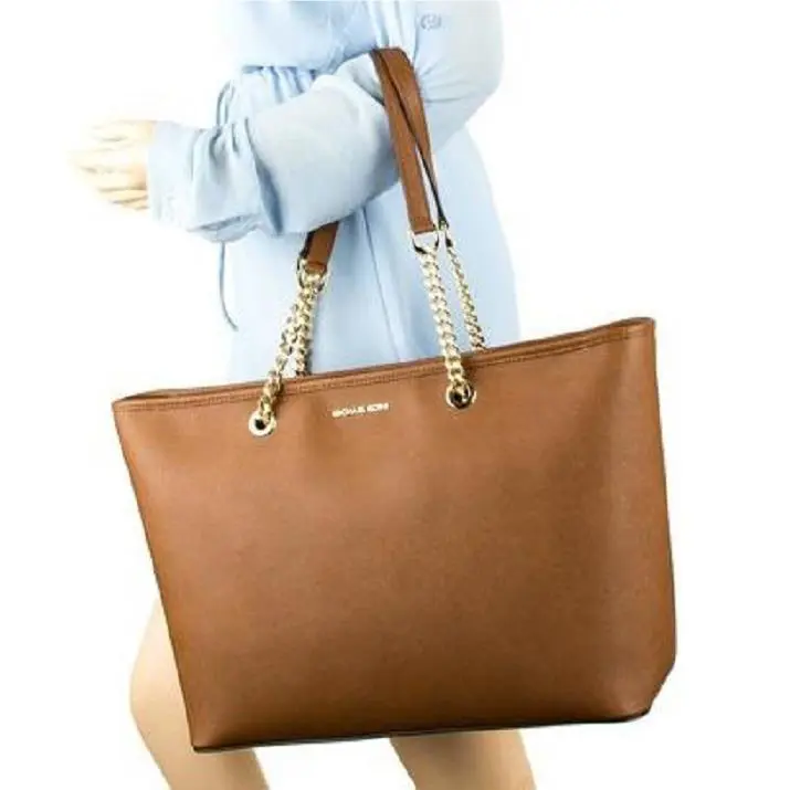 Michael Kors Jet Set Gold Chain Multi Function Saffiano Leather Tote Luggage