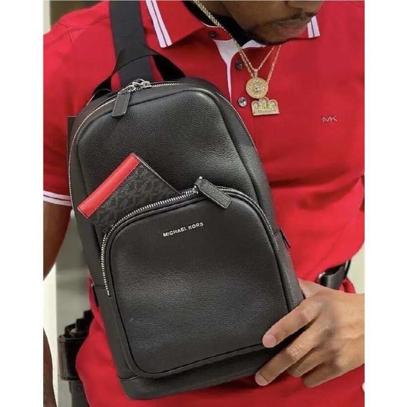 Michael Kors Men`s Cooper Commuter Sling Pack Crossbody Bag + Wallet Set