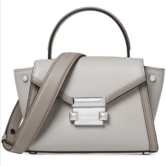 Michael Kors Whitney Mini Leather Satchel Bag Gray