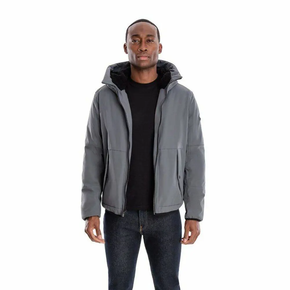 Michael Kors Men`s Soft Shell Sherpa-lined Hooded Grey XL W Tag