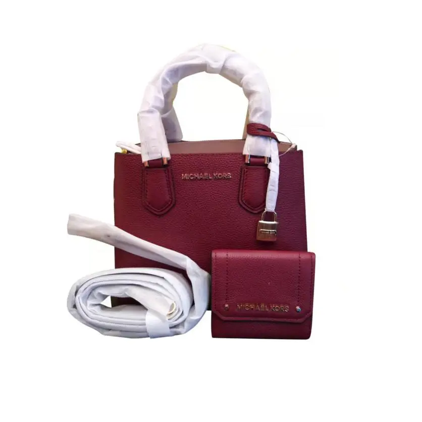 Michael Kor Small Adele Oxblood Tote/crossbody with Matching Wallet