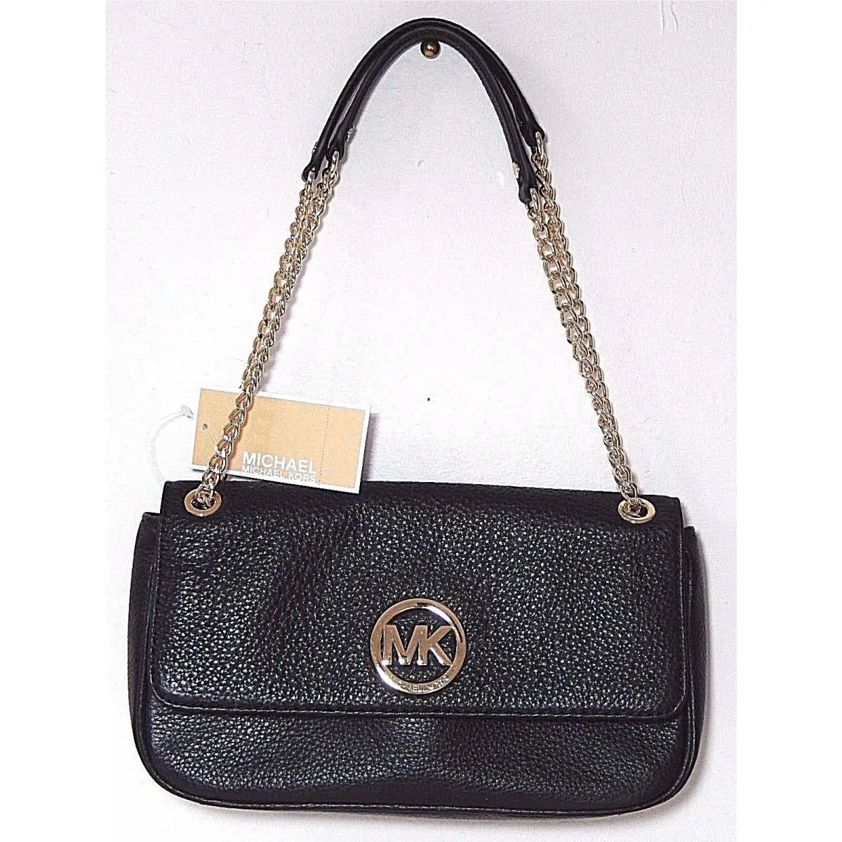 Michael Kors Pebble Leather SM Flap NS Shoulder 10 x6.25 Black