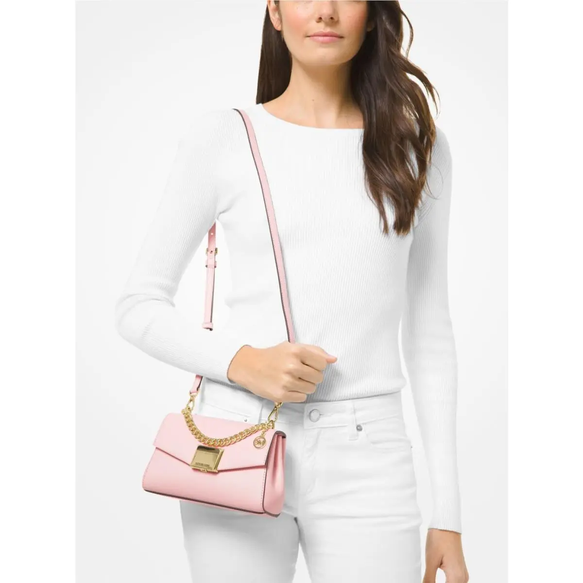 Kors Lita Small Leather Crossbody Bag Pink