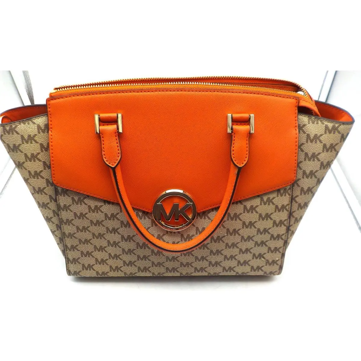 Michael Kors Satchell Nat/tangerine Womans Hand Bag