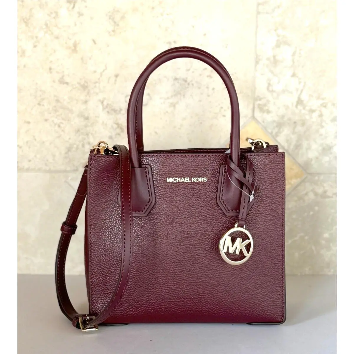 Mercer Women Medium Pebbled Leather Crossbody Purse Bag Primrose by Michael Kors