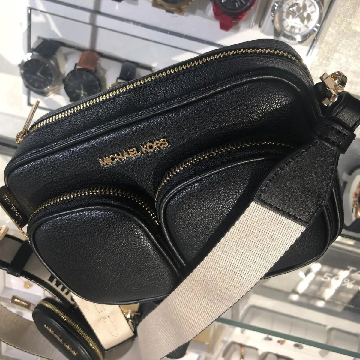Michael Kors Medium Leather Crossbody Bag Handbag Purse Shoulder Messenger Black