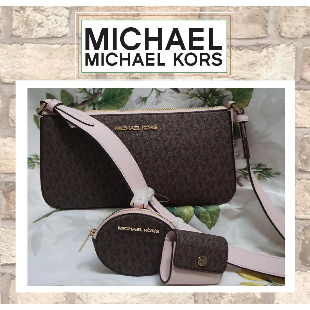Michael Kors Jet Set MK Powder Blush X-body Coin Pouch Tech Accessories Ear Pod