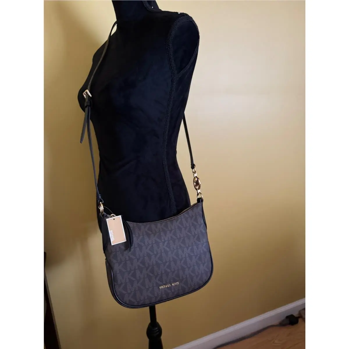 Kors Kelsey Black/brown Logo SM Crossbody