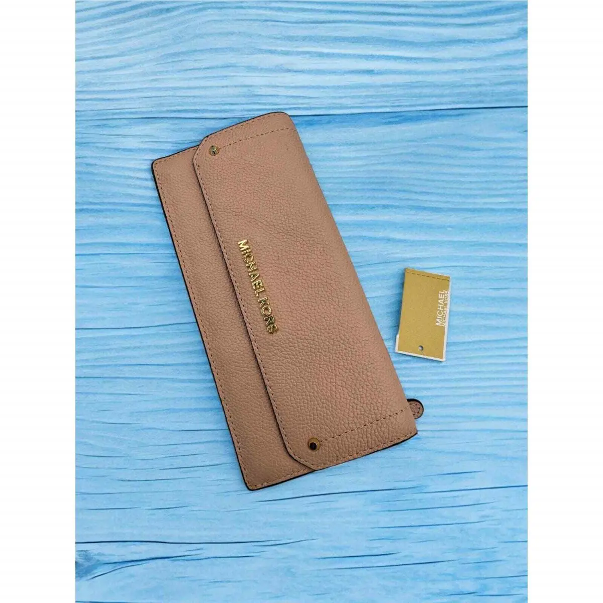 Michael Kors Hayes Pebbled Leather Flat Wallet - Pastel Pink