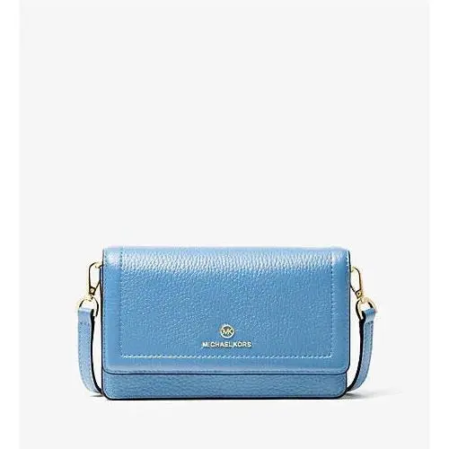 Michael Kors Jet Set Small Pebbled French Blue Leather Smartphone Crossbody Bag