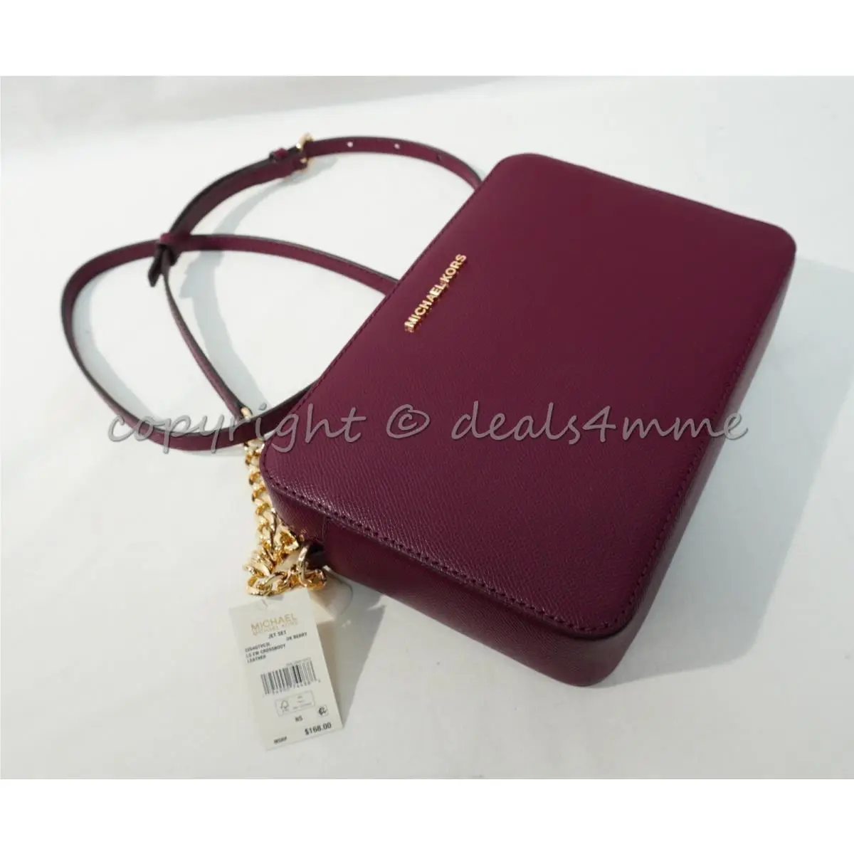 Michael Kors 32S4GTVC3L Jet Set Large East West Leather Crossbody Bag Dark Berry