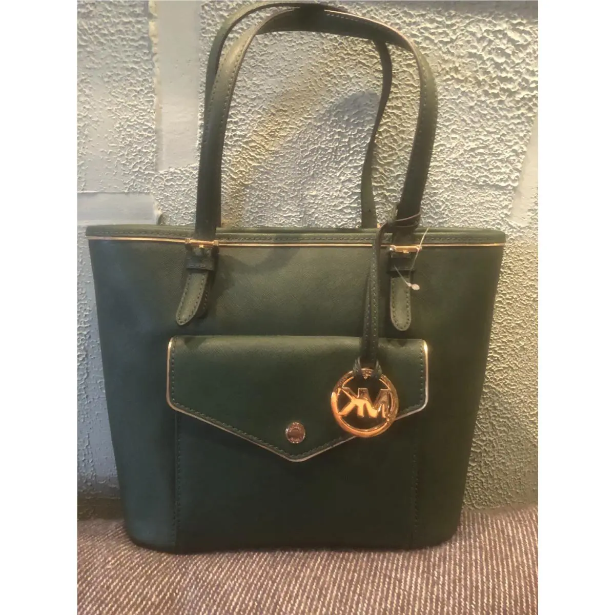 Michael Kors Womens Moss Leather Tote Handbag Fit Most Laptops Tablets Sz: M