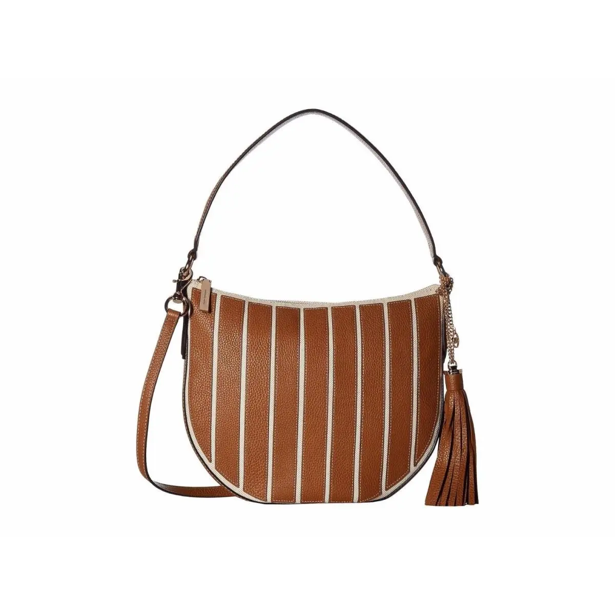 Michael Kors Brooklyn Applique Stripe Canvas Medium Convertible Hobo Acorn - Exterior: Acorn