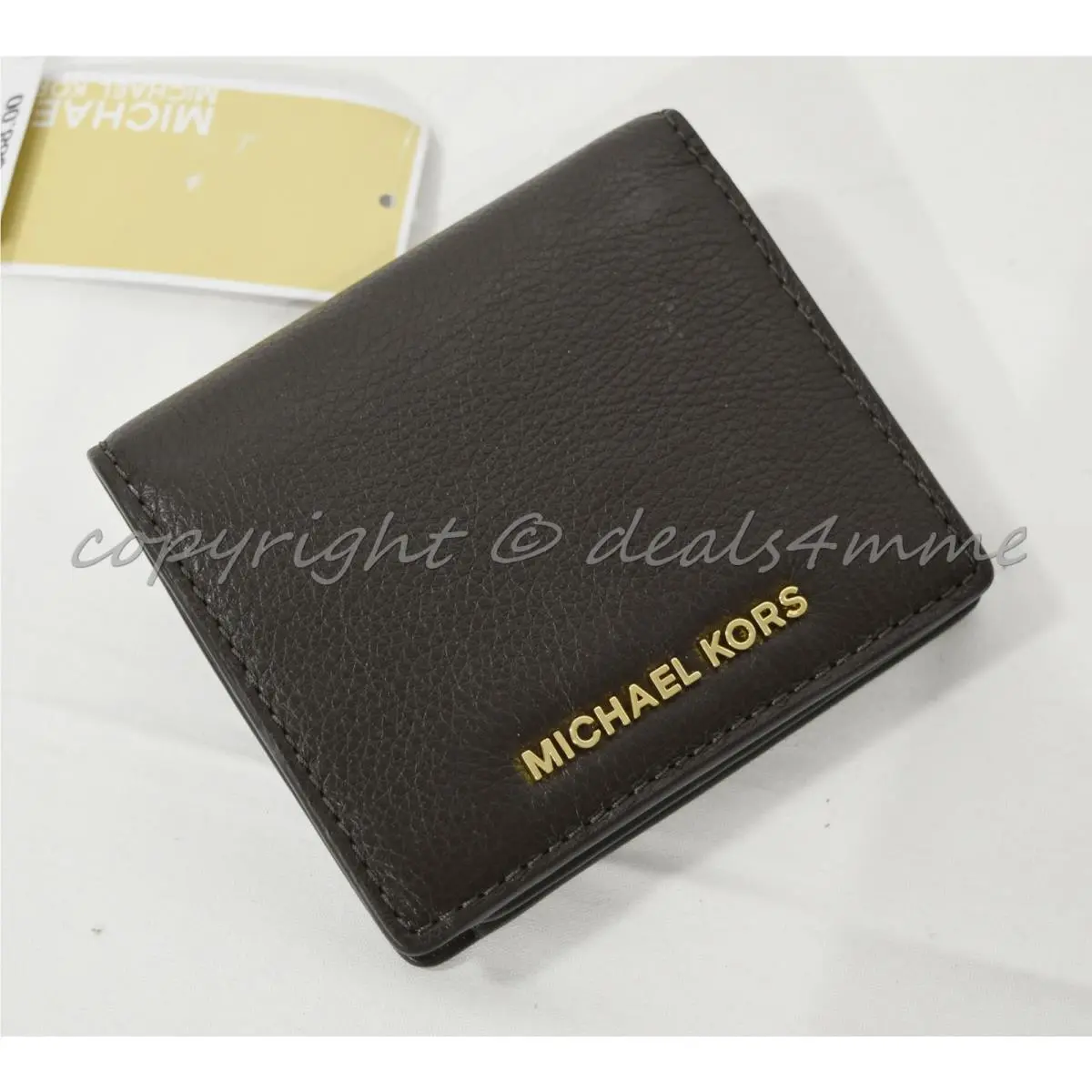Michael Kors Bedford Carryall Card Case in Coffee Brown Pebbled Leather