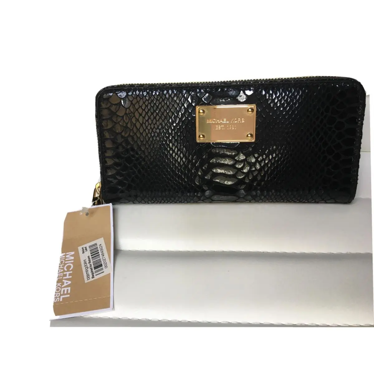 Michael Kors Jet Set Travel Continental Embossed Leather Wallet Black