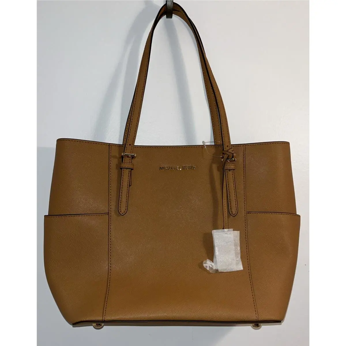 Michael Kors Jet Set Travel Large Top Zip Shoulder Tote Leather Bag Acorn