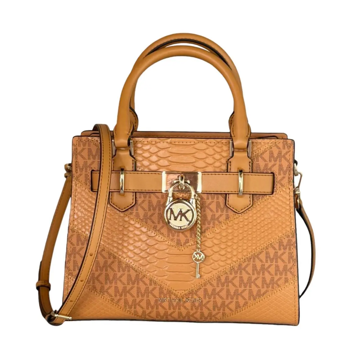 Michael Kors Hamilton Small Satchel Shoulder Bag MK Exotic Embossed Cider Multi