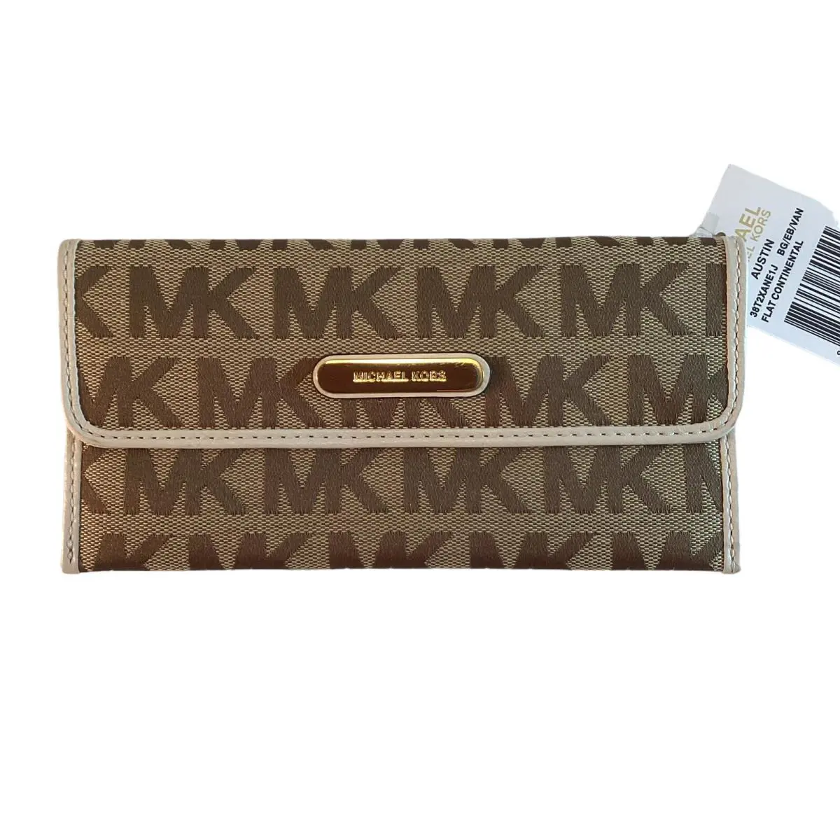 Michael Kors Wallet Austin Flat Continental 38T2XANE1 Beige Brown Vanilla