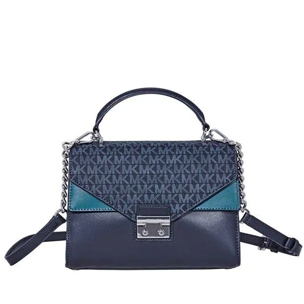Michael Kors Sloan Blue Leather Satchel