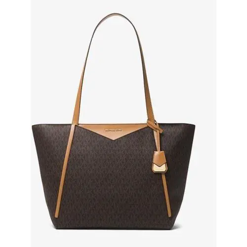 Michael Kors Whitney Medium Leather Brown Signature Logo Handbag Tote