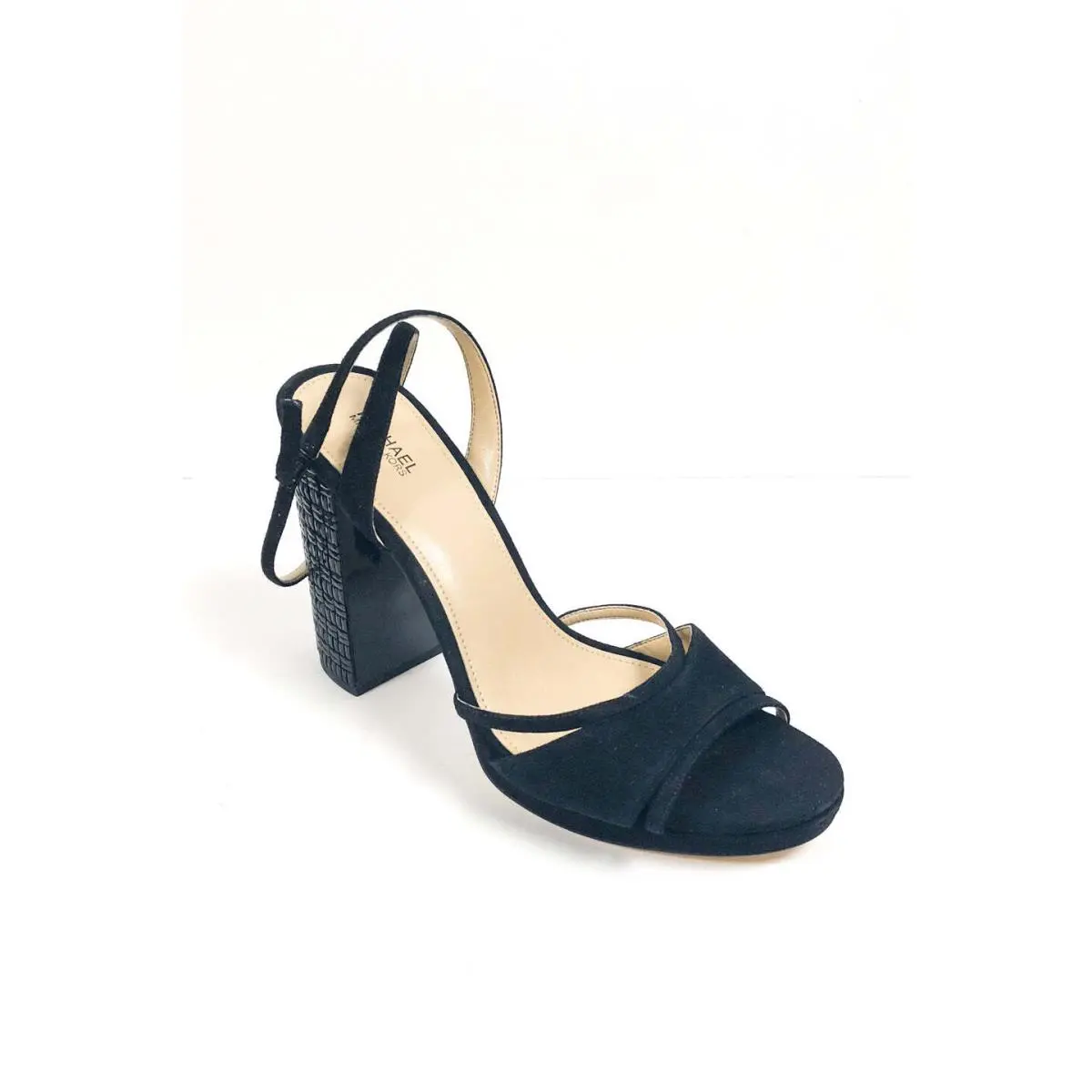 Michael Kors `yoonie` Platform Jeweled Heel Suede Sandal Black 10