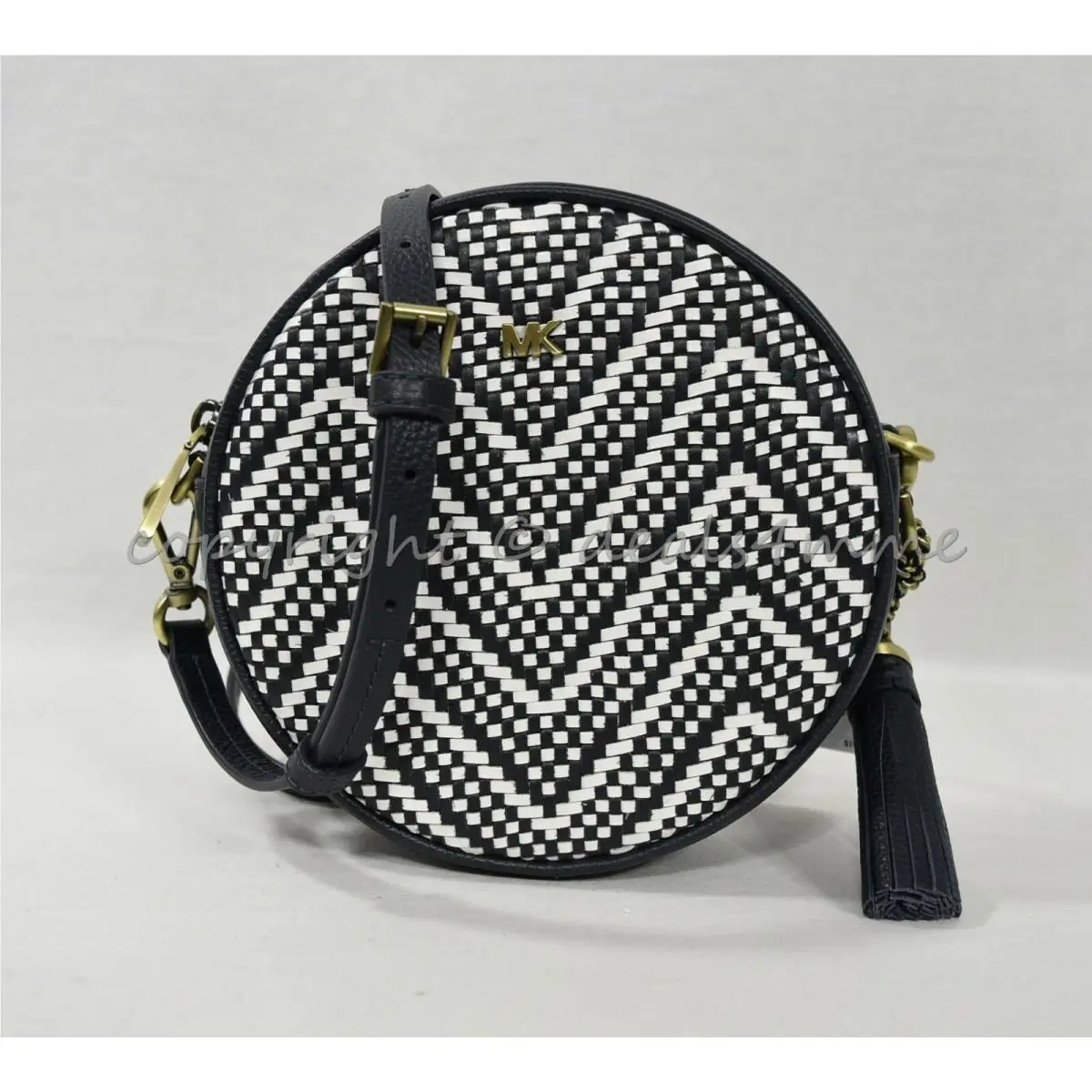 Michael Kors 32H8BF5N3U Woven Leather Medium Canteen Bag / Shoulder Bag Admiral
