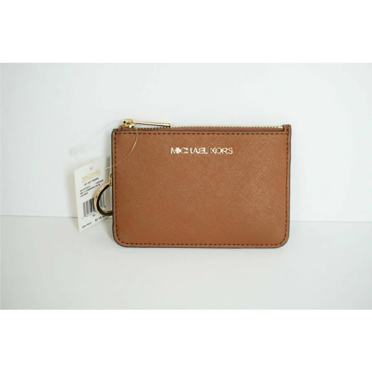 Michael Kors Jet Set Travel Leather Wallet Brown Coin Pouch Card Holder