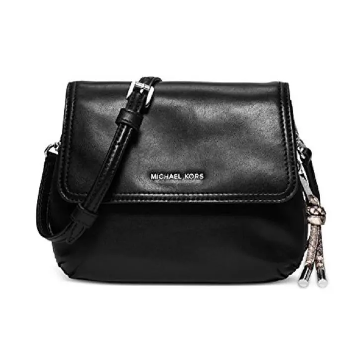 Michael Kors Small Isabel Messenger Black Embossed Butter Calf Cow Leather