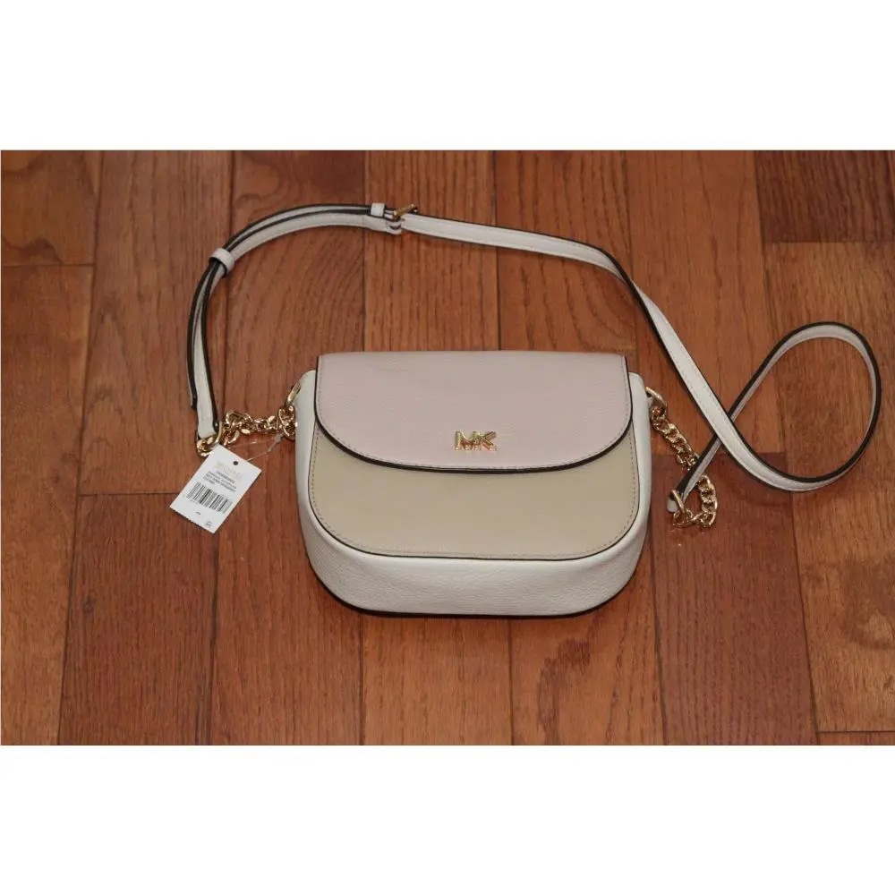 Michael Kors Half Dome Messenger Crossbody Handbag Purse Oat/pink/gold