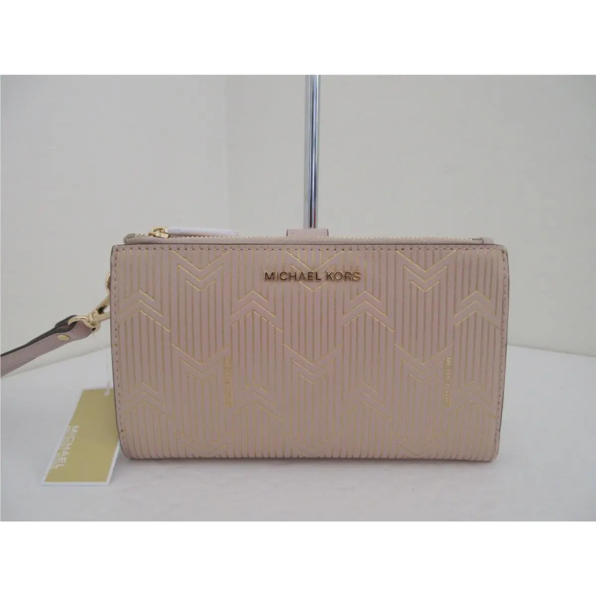 Michael Kors Metallic Deco Print Double Zip Leather WALLET-$148