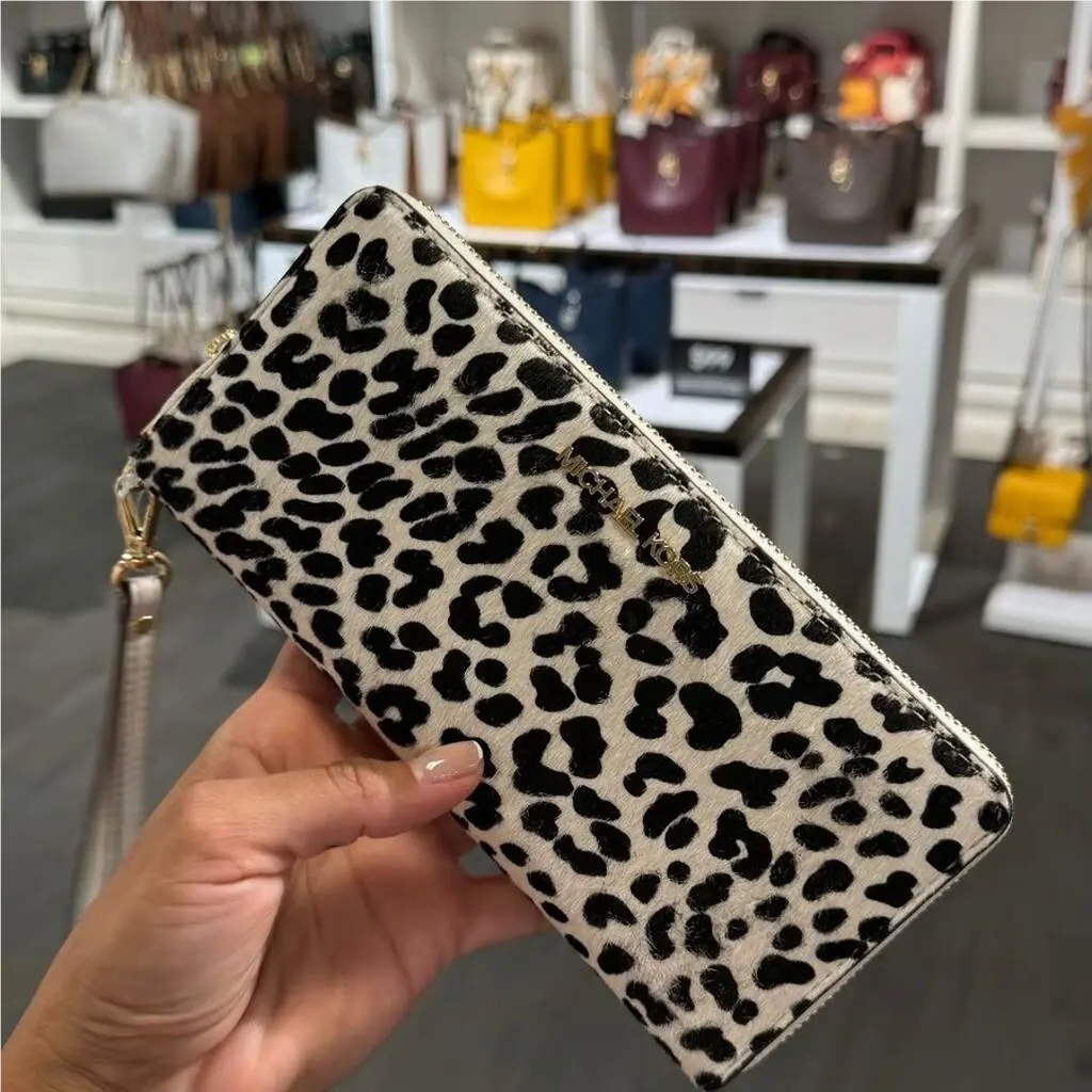 Michael Kors Women Long Continental Card Phone Holder Wallet Wristlet - Lt Cream