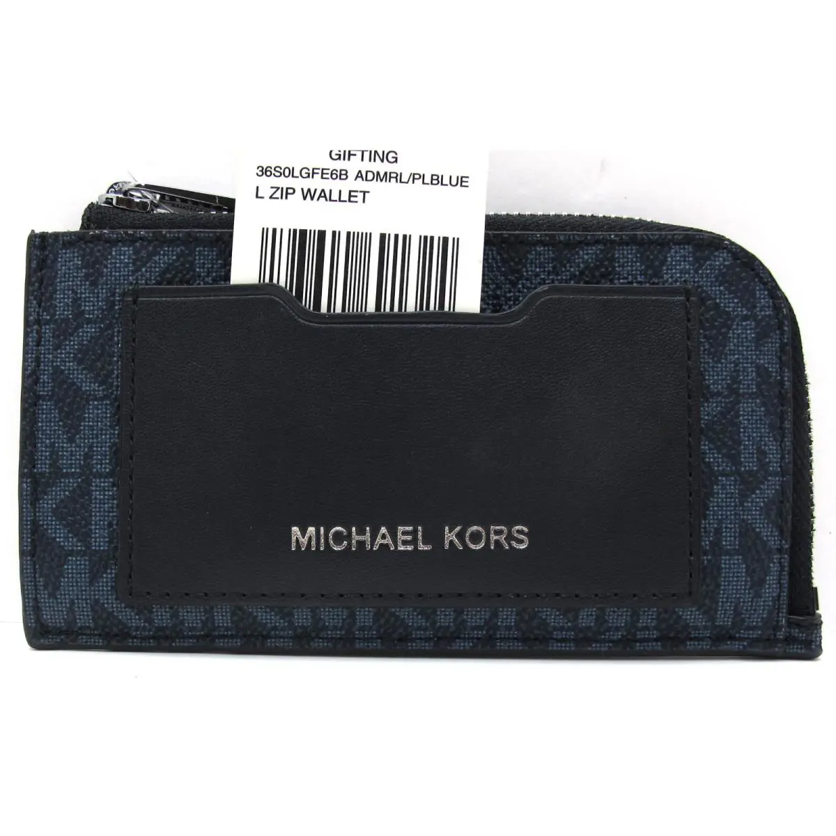 Michael Kors L Zip Credit Card Wallet MK Sig Admiral/pale Blue/blk